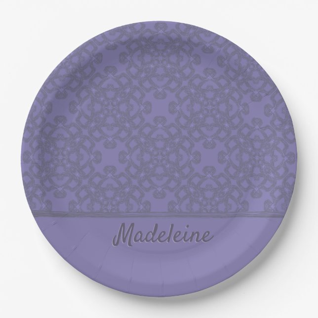 Personalised lavender pattern paper plate (Front)