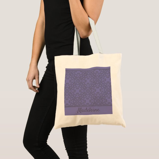 Personalised lavender pattern tote bag (Front (Product))