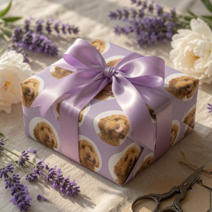 Personalised Lavender Pet Face Wrapping Paper