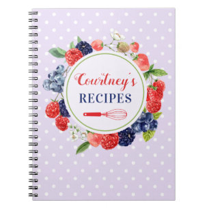 Personalised Lavender Polka Dot Cake Sweets Recipe Notebook