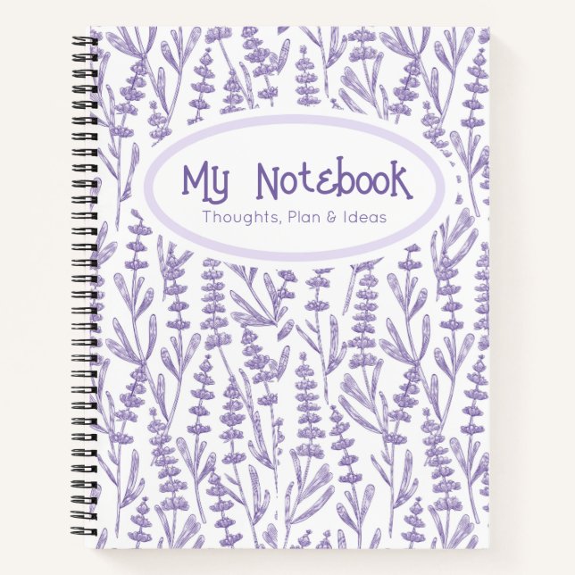 Personalised Lavender Purple Elegant Floral Notebook (Front)