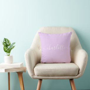 Personalised Lavender Purple Elegant Script Name  Cushion