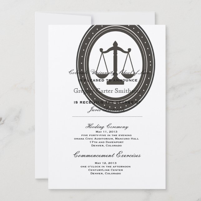Personalised Law School Graduation Announcements (Front)