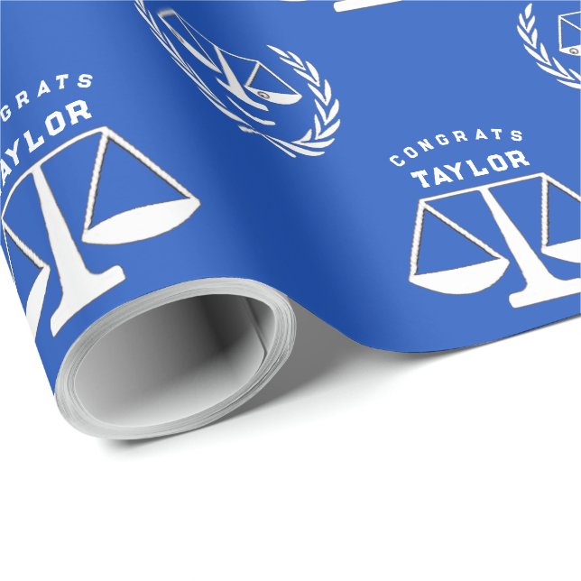 Personalised Law School Graduation Gift Wrapping Paper (Roll Corner)