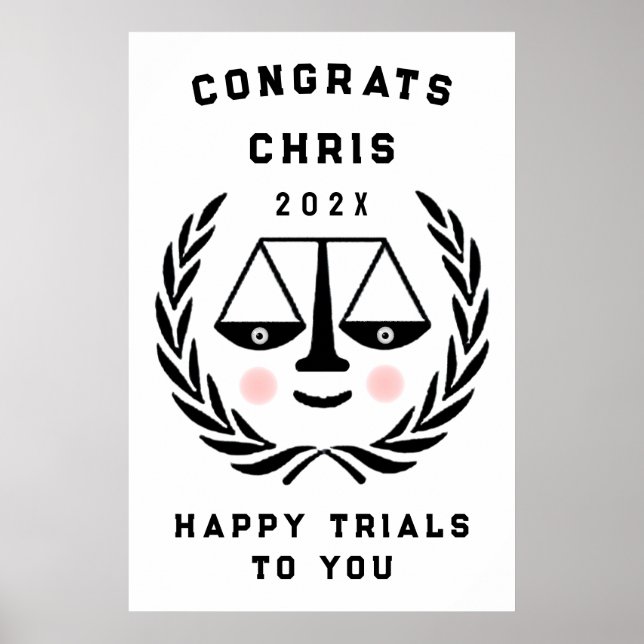 Personalised Law School Graduation Party Poster (Front)