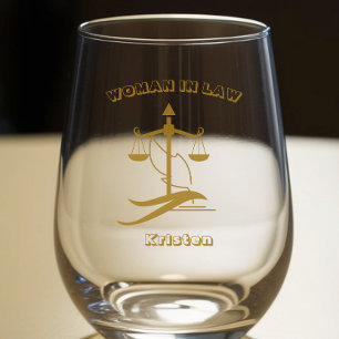 Personalised Law Student Women Lawyer Stemless Wine Glass