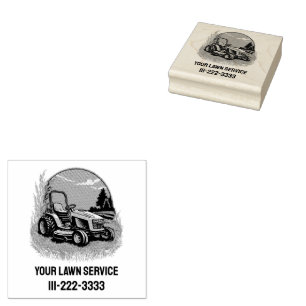 Personalised Lawn Care Landscaping Service Busines Rubber Stamp