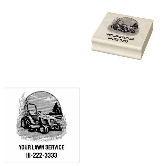 Personalised Lawn Care Landscaping Service Busines Rubber Stamp (Stamped)