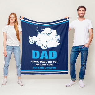 Personalised Lawn Mower Dad Fathers Day Fleece Blanket
