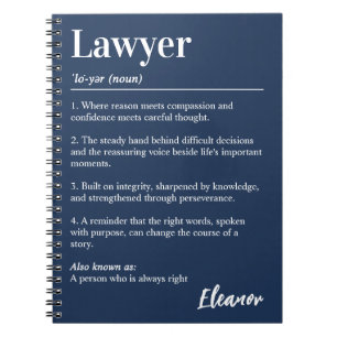Personalised Lawyer Dictionary Definition Navy Notebook