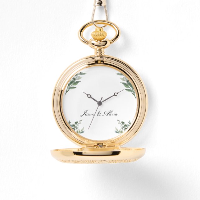 Personalised Leaf-Design Watch with Custom Names (Front)