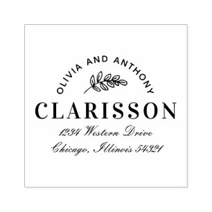 Personalised Leaf Pattern Motif Return Address Rubber Stamp