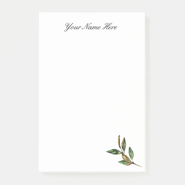Personalised Leafy Post-It Notes (Front)