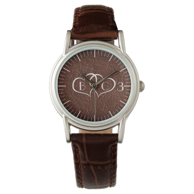 Personalised Leather Anniversary Gift Watch (Front)