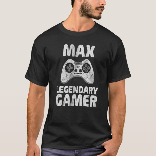 Personalised Legendary Gamer Shirt Max Name Video  (Front)