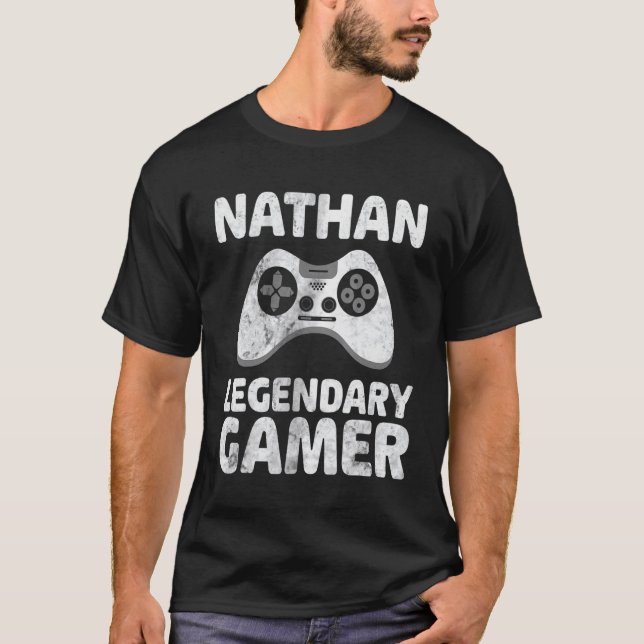 Personalised Legendary Gamer Shirt Nathan Name Vid (Front)
