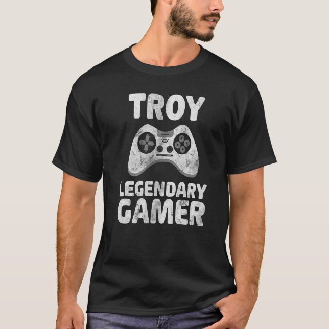Personalised Legendary Gamer Shirt Troy Name Video (Front)