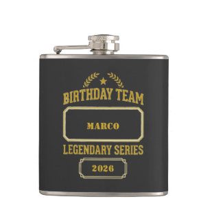 Personalised Legendary Series Gold Birthday Hip Flask