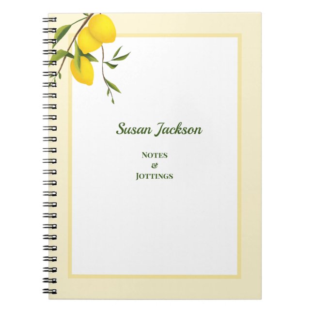 Personalised Lemon Citrus Botanical  Notebook (Front)