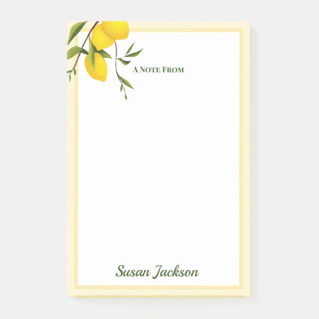 Personalised Lemon Citrus Botanical  Post-it Notes (Front)