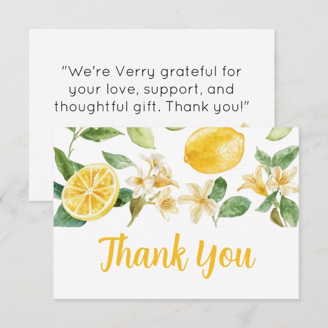Personalised Lemon Citrus Thank You Card (Front/Back)