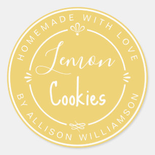 Personalised Lemon Cookies Homemade With Love Classic Round Sticker