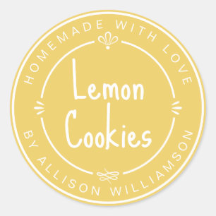 Personalised Lemon Cookies Homemade With Love Classic Round Sticker