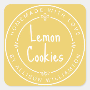 Personalised Lemon Cookies Homemade With Love Square Sticker