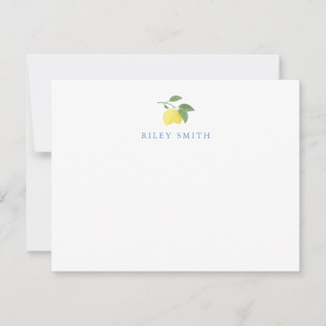 Personalised Lemon Flat Note Card (Front)