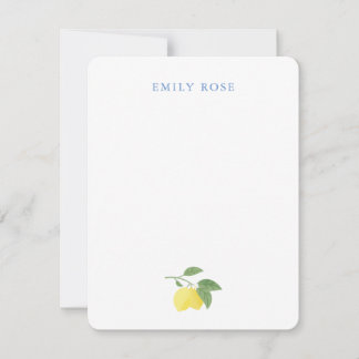Personalised Lemon Flat Note Card
