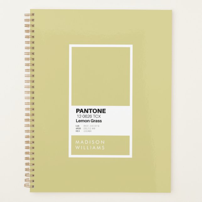 Personalised Lemon Grass Notebook | Custom Name Planner (Front)