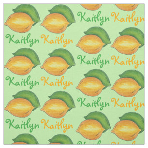 Personalised Lemon Lime Fruit Green Yellow Citrus Fabric