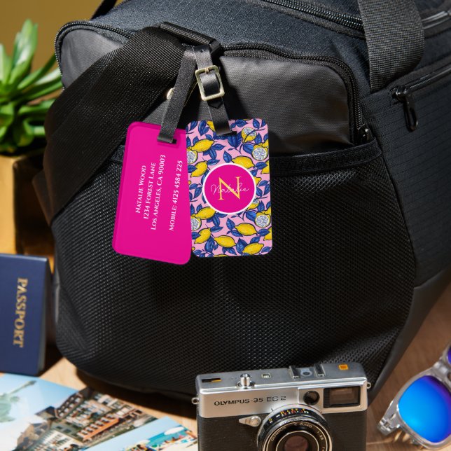 Personalised Lemon Luggage Tag  (Front & Back)