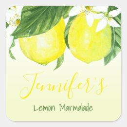 Personalised Lemon Marmalade Canning Jar Square Sticker