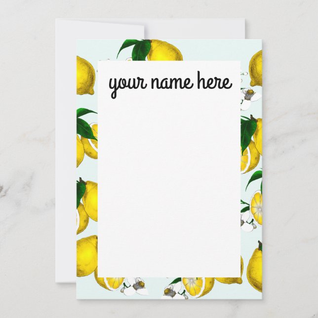 Personalised Lemon Notecards (Front)