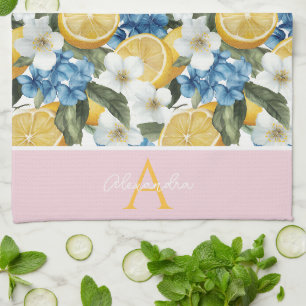 Personalised Lemon Pattern Kitchen Towel