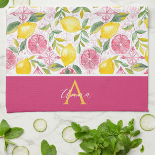 Personalised Lemon Pattern Kitchen Towel