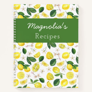 Personalised Lemon Pattern Recipe Notebook