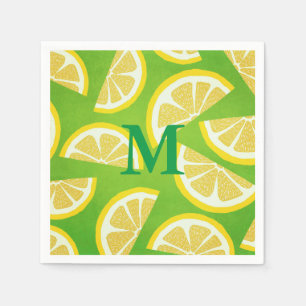 Personalised Lemon Slices on Lime Green Background Napkin