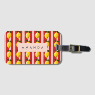 Personalised Lemon Stripe Pattern Yellow Lemons  Luggage Tag
