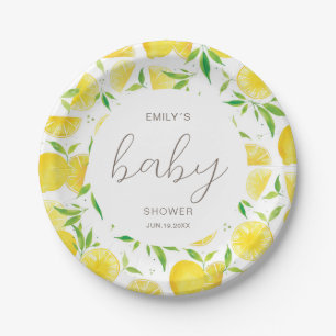 Personalised Lemon Watercolor Summer Baby Shower Paper Plate