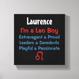 Personalised Leo Boy Zodiac Canvas Wrap