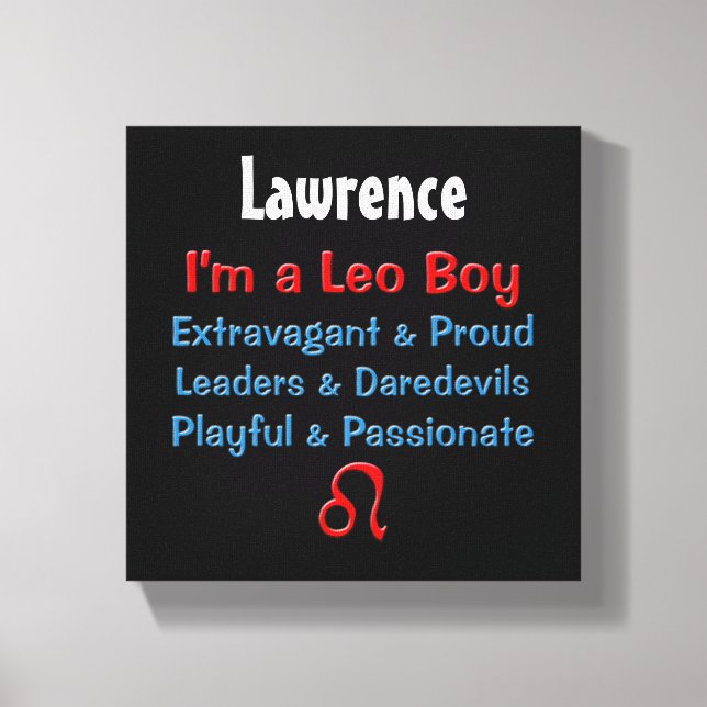 Personalised Leo Boy Zodiac Canvas Wrap Print (Front)
