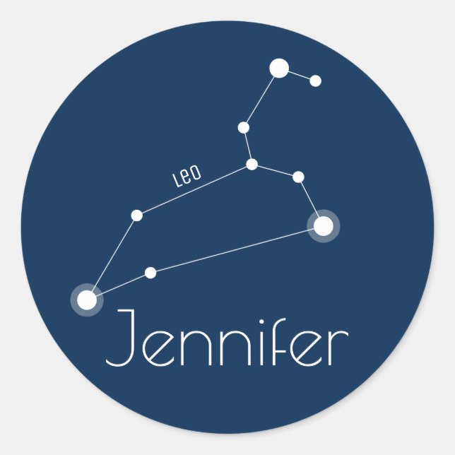 Personalised Leo Zodiac Constellation Classic Round Sticker (Front)