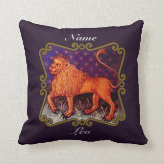 Personalised Leo zodiac sign gift, vintage lion Cushion