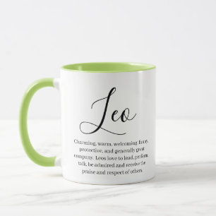 Personalised Leo Zodiac sign Name and traits Mug