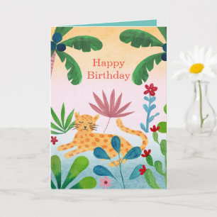 Personalised leopard Age 7 girls Birthday Card
