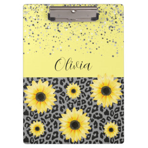 Personalised Leopard and Sunflowers Clipboard