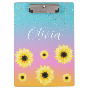 Personalised Leopard and Sunflowers Clipboard