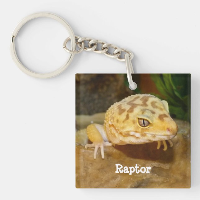 Personalised Leopard Gecko Lizard  Key Ring (Front)